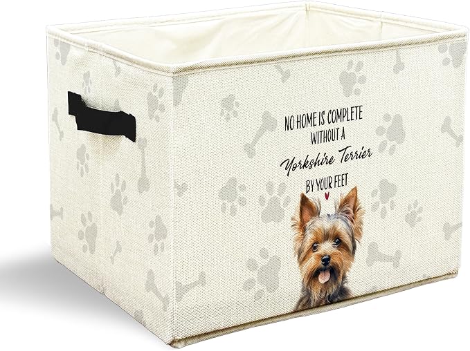 Funny Yorkshire Terrier Dog Toy Basket, Dog Home Decor, Yorkie Lovers Gifts Collapsible Pet Dogs Toy Storage Bin Box Basket Organizer, Pet Supplies for Dogs