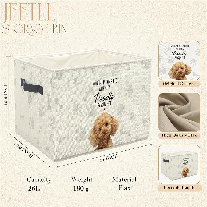 Funny Poodle Dog Toy Basket, Dog Home Decor, Poodle Gifts for Women Men Collapsible Pet Dogs Toy Storage Bin Box Basket Organizer, Pet Supplies for Dogs