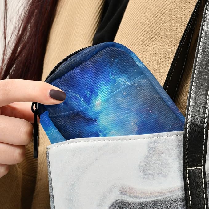 Fustylead Beautiful Blue Cosmic Nebula Pill Organizer and Storage Weekly with Zipper, Removable Pill Box Portable Medicine Organizer for Vitamin Fish Oil Supplement