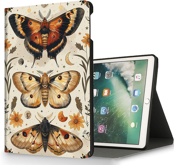 for Microsoft Surface Pro 8-13" 2021 Tablet Case,Auto Wake/Sleep,Adjustable Stand Protective Cover - Moth Flower Pattern