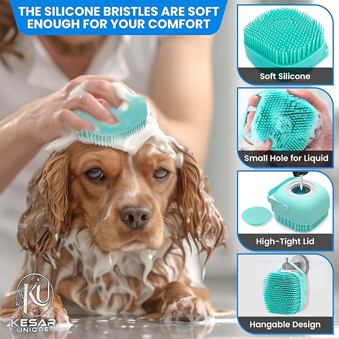 8PCS Pet Grooming & Bathing Kit for Dogs & Cats| Dog Shampoo Brush with Silicone Dog Washing Gloves,Dog Bath Brush for Deshedding,Puppy & Dog Bathing Supplies|Dog Washing Brush