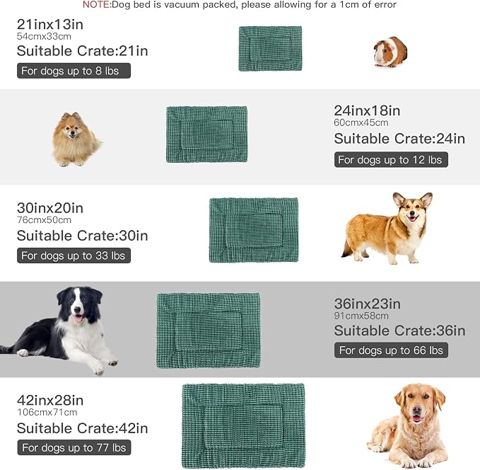 BVAGSS Reversible Dog Crate Pad, Memory Foam Pet Bed Mat, Soft Warm Machine Washable Sleeping Kennel Mattress for Small Medium Dogs XH079 (30''x20''x1.6'',Green)