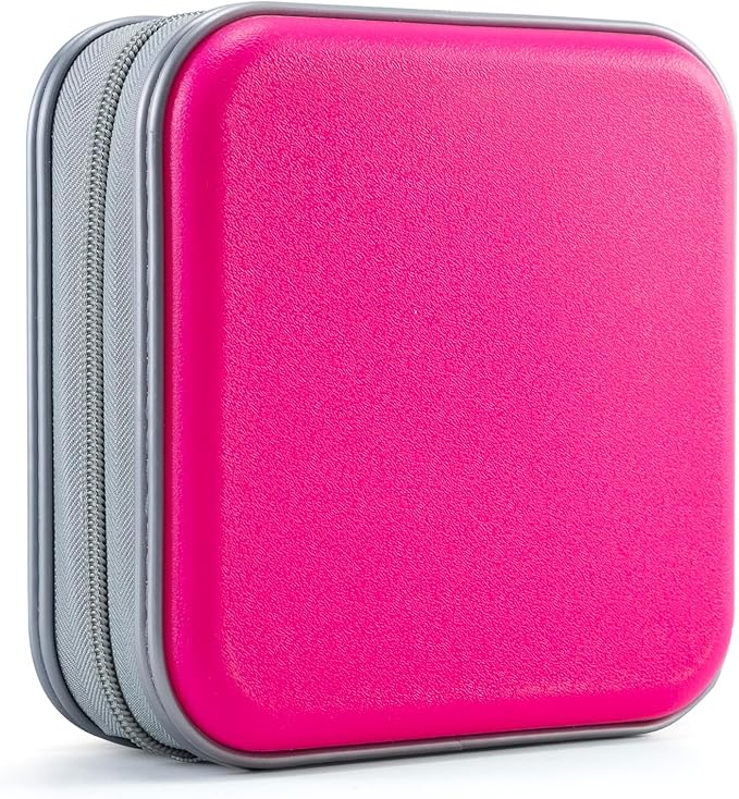 UENTIP CD Case for Car,48 Capacity DVD storage Organizer For Home Travel | CD Holder DVD Case, Smooth Double Zipper, Hard Plastic Shell, Scratch-Resistant, Slip-Resistant Tab, Blu-ray/CD/DVD Storage