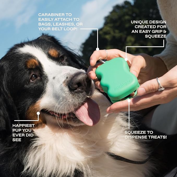 Springer Springland Dog Treat Pouch for Effort-Free Squeeze Dispensing - Easy-Fill, Food-Grade Silicone Treat Pouches for Pet Training - Includes Carabiner-Black