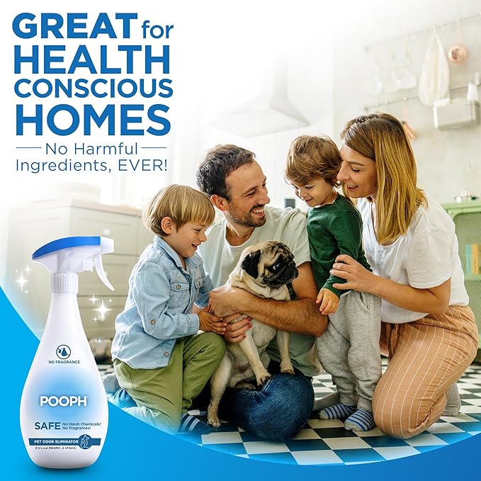 POOPH Pet Odor Eliminator Spray 32oz 2 Pack Fragrance Free Odor Remover for Dogs and Cats Urine Poop Pee Deodorizer for Home Carpet Furniture Litter Box