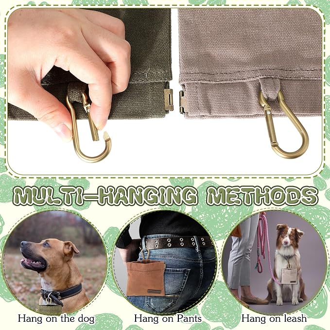 Windyun 3 Pcs Dog Treat Pouch Hand Free Dog Treat Bags Training Pouch with Auto Closure and Metal Buckle Dog Walking Bag Dog Treat Holder Dog Snack Pouch Small Food Dispenser for Pet Puppy Travel