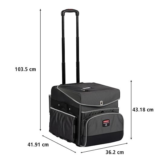 Rubbermaid Commercial Products Executive Quick Carts, Mobile/Travel Office Cart, Small, Dark Gray, for Housekeeper/Sales Rep/Medical Professionals/Home Healthcare/Teachers