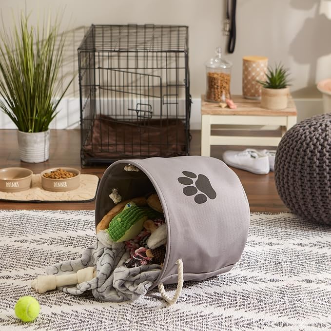 Bone Dry Pet Storage Collection Collapsible Bin, Medium Round, Gray