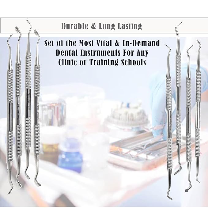 Professional Dental Tools Dental Picks Oral Care, Stainless Steel Hygiene Kit Set with Tooth Scraper Tartar Scaler Tweezers Mouth Mirror for Personal & Pet Oral Care Use (Restorative Set of 17 pcs)