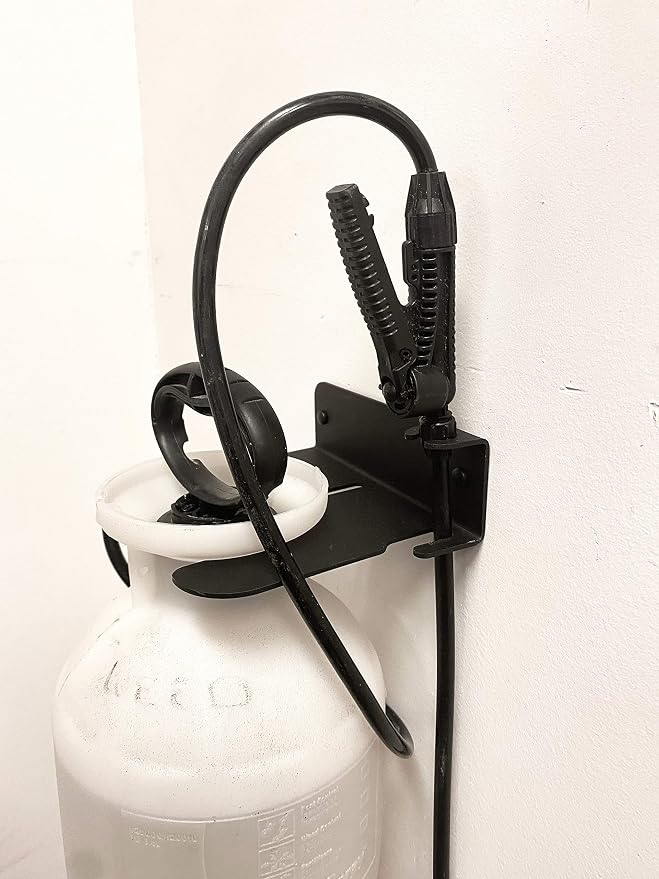 Garden Pump Sprayer Holder | Wall Mounted Garden Tool Garage Organizer and Storage | FIts Round Bottles up to 2.5 Gallons | for Lawn, Plant, Water Sprayers