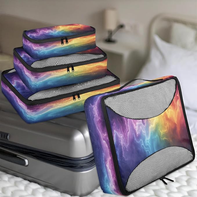 Packing Cubes for Travel, Glitter Travel Luggage Packing Organizers for Women Men, Large Custom Toiletries Bag for Clothes Shoes, Corlorful Glitter