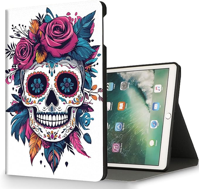 for Microsoft Surface Pro X/Pro X Plus-13 2019/2020/2021/2024 Tablet Case,Auto Wake/Sleep,Adjustable Stand Protective Cover - Sugar Skull Rose