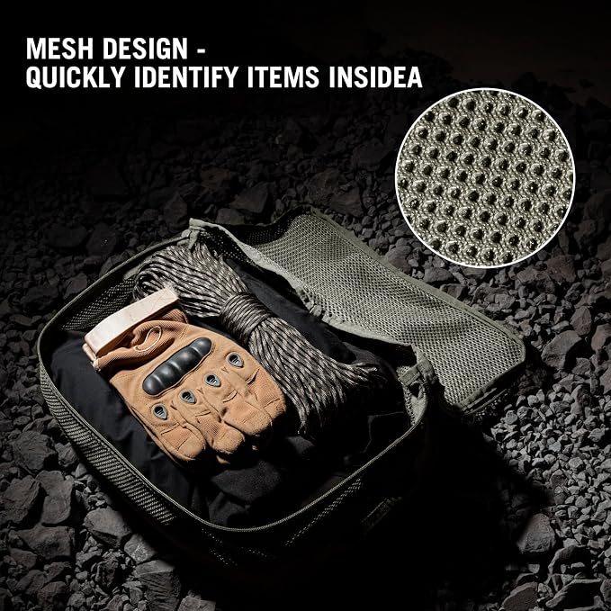 3 PCS Tactical Modular Packing Cubes, Large Capacity Mesh Storage Bag,Outdoor Travel Organize Storage Pouches Bags.