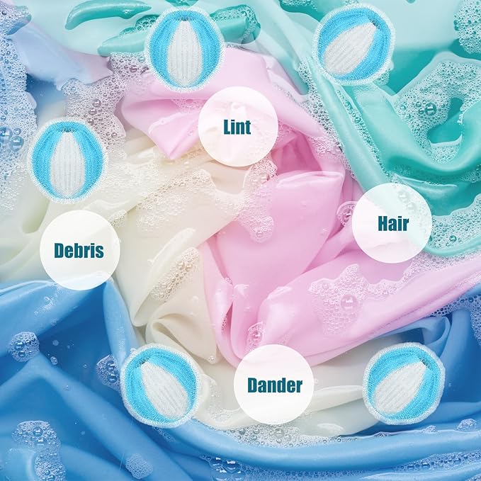 Newly Upgraded 2.1-in Pet Hair Remover for Laundry – Reusable Dog & Cat Hair Catcher for Washer & Dryer – Effective Lint & Fur Remover for Clothes & Bedding – Gentle on Fabrics, Eco-Friendly (Blue)