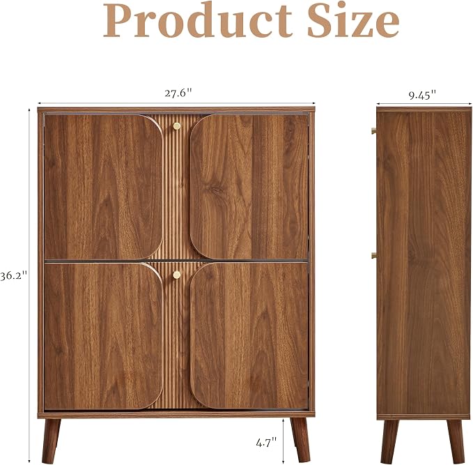 BERRYMERRY Unique 27.6" W Shoe Storage Cabinet with 2 Flip Drawers | Walnut,Hidden,Small,Front Door,Entryway,Narrow