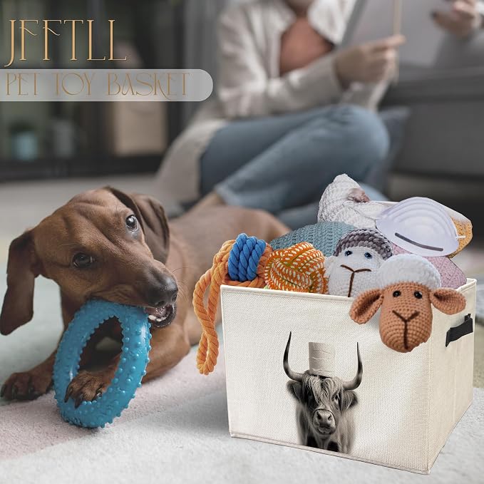 Funny Cow Bathroom Storage Bins Box, Cow Bathroom Decor, Cow Lover Gifts Storage Basket Laundry Hamper with Handle for Bath Room Clothes Vanity Undersink Home Organization