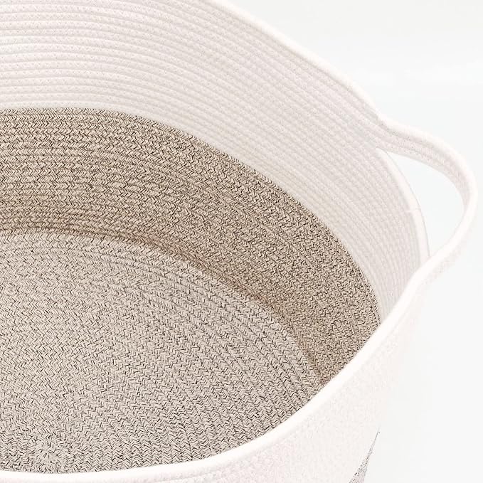 Casaphoria XXL Cotton Rope Basket - 21.7" x 21.7" x 13.8" Woven Laundry Hamper with Handle