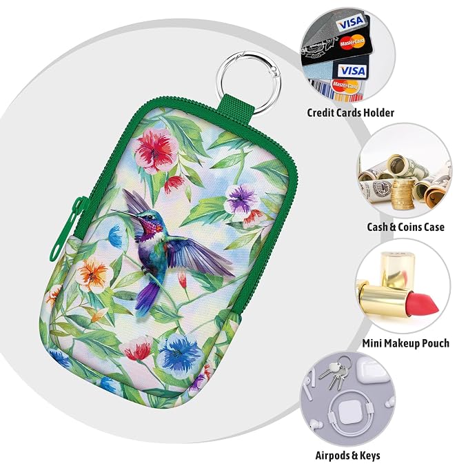 Hand Sanitizer Holder, Hummingbird Spray Case Zippered Pouch | Keychain, Travel Size, Cute Fashion Accessory with Snap Hook, for Glow Mist and Power Mist 1FL OZ, Mini Small Pocket Clip on