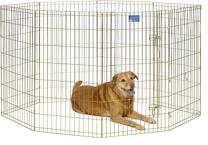 MidWest 42-Inch Exercise Pen, Single Door, 16 Sq Ft Play Area | for Indoor and Outdoor Use, Large Door Opening & Secure Latch, Easy to Set Up, Foldable Playpen