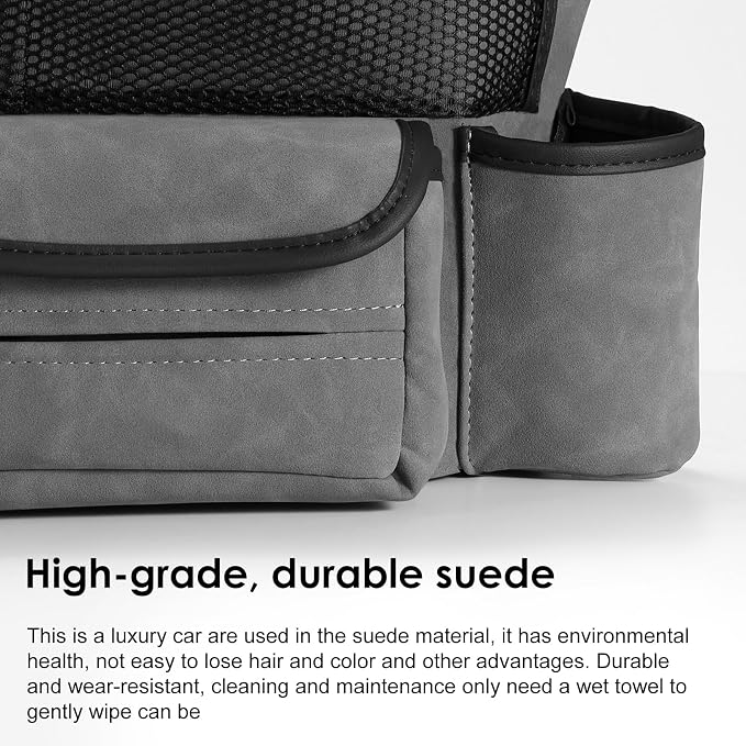 Leather Car Seat Organizer for Handbag/Purse – Fits Between Front Seats, Holds Wallet, Phone & Essentials. (Modle A/Grey)