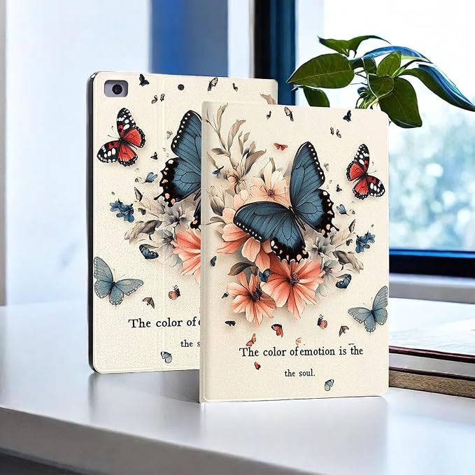 for Microsoft Surface Go 4/3/2/1-10.5" 2021 Tablet Case,Auto Wake/Sleep,Adjustable Stand Protective Cover - Butterfly Flower