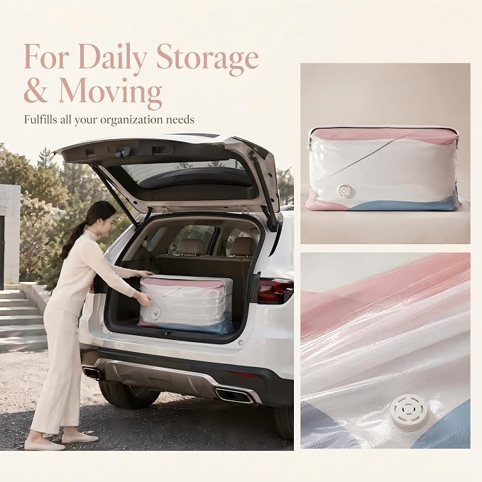 2026 New No‑Pump 3D Vacuum Storage Bags – Extra Large Heavy‑Duty Standing Cube Press & Seal for Comforters, Bedding, Clothes, No Pump（4PCS） (Large 31" × 39" × 12")