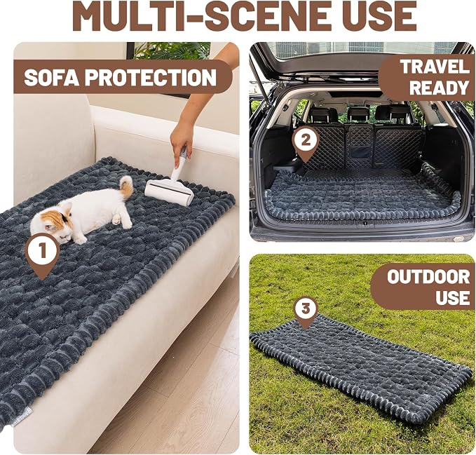 Dog Bed for Car Back Seat, Waterproof Dog Blanket for Car, Dark Grey | Dog Bed for Car, Back Seat Dog Bed, Washable & Non-Slip Travel Pet Mat for For the Back Seat and Trunk, Fits Car, Truck & SUV