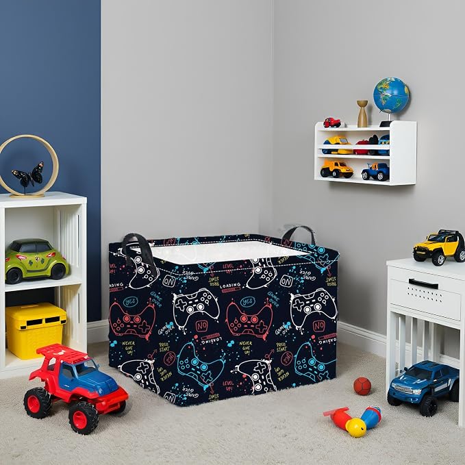Rectangular Game Basket for Boys Kids Baby Storage Basket Storage Bin Organizer Box Room Decor(Game)