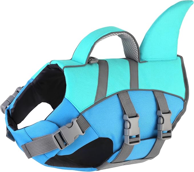Dogcheer Harness-Style Dog Life Jacket Shark, Dog Life Vest - Pine Grn,M | Reflective Puppy Swim Vest for Swimming Boating, High Buoyancy Adjustable Dog Water Vest for Small Medium Large Dogs