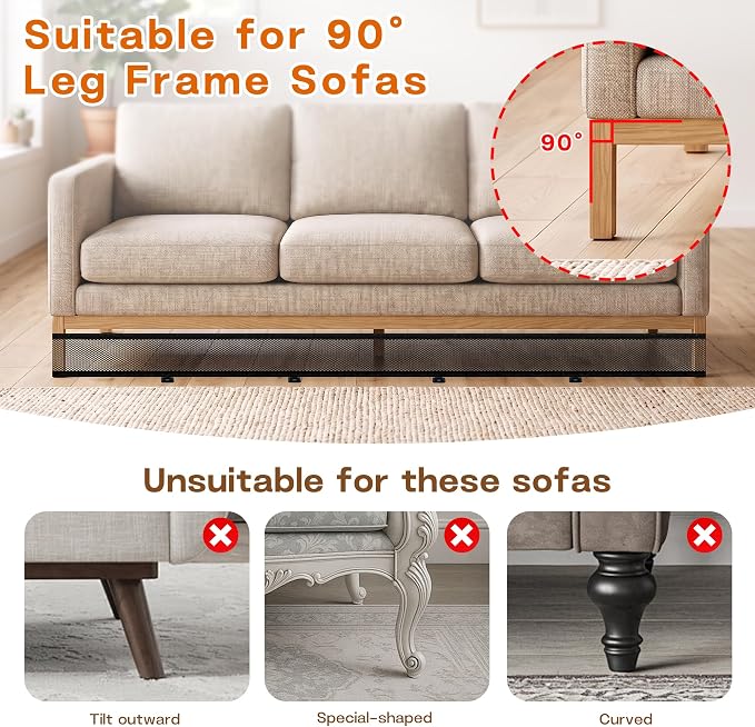 Under Couch Blocker for Pets, 394" x 3", Adjustable Under Sofa/Bed Barrier | Toy Blockers for Under Furniture, Pet Proof Gap Guard, Couch Toy Stopper, Furniture Bottom Shield, 394" x 3", Black