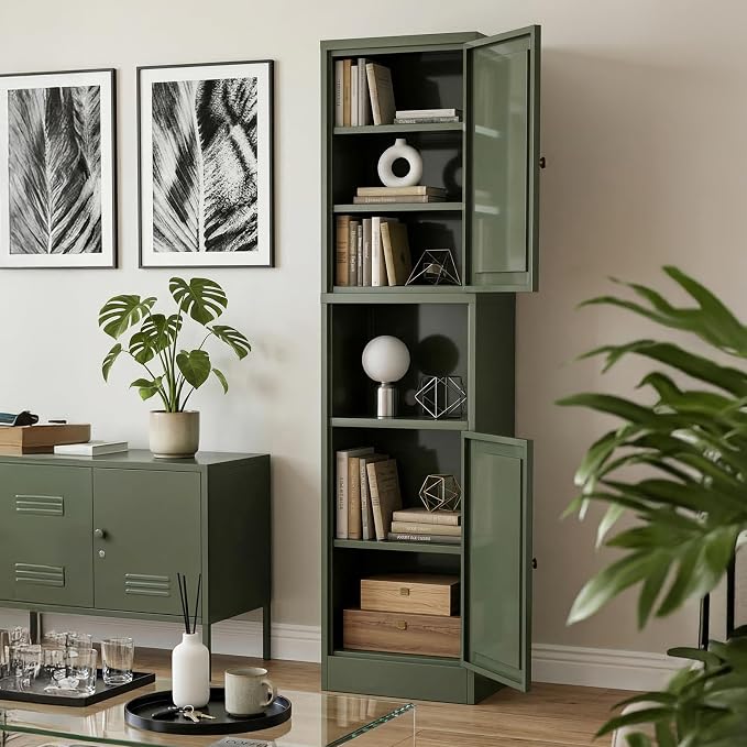 67" H Narrow Bathroom Storage Cabinet,Slim Bathroom Cabinet,Skinny Storage Cabinets with 4 Adjustable Shelves,Slim Tall Floor Cabinet