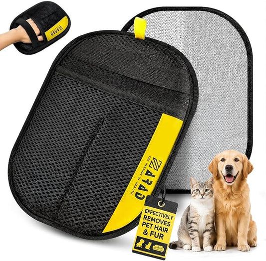 ZARAD Pet Hair Removal Glove for Dogs & Cats – Electrostatic Reusable Dog & Cat Hair Remover Glove | 2-in-1 Pet Grooming Glove & Fur Remover for Furniture, Couch, Car, Carpet, Laundry & Clothes (1)