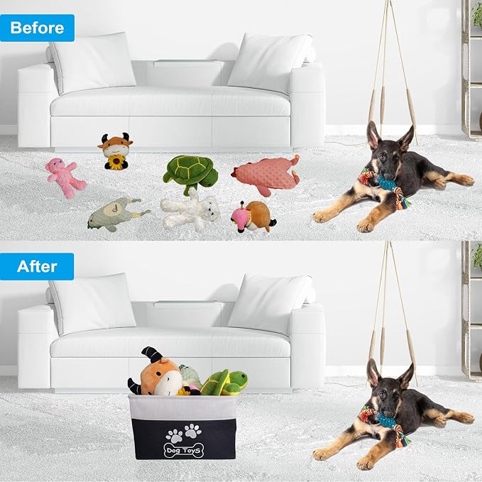 Collapsible Dog Toy Basket Foldable Dog Toy Box Bin for Pet Chew Toys Accessory