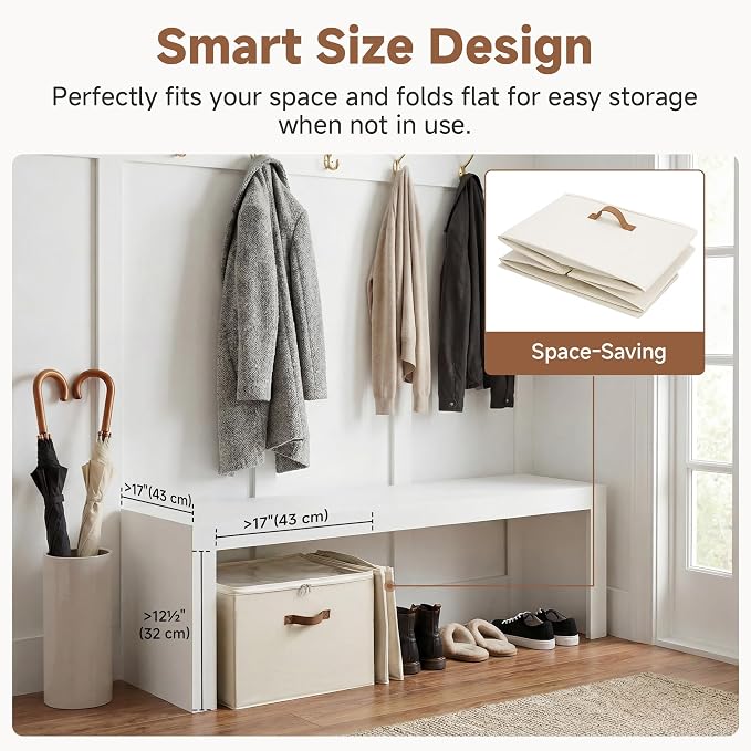 StorageWorks 16-Pair Shoe Organizer for Closet, Adjustable Dividers, Beige | Holds up to 16 Pairs, Foldable, Clear Lid, Reinforced Handles, Fits Sneakers, Boots & Heels, For Closet, Entryway & Bedroom
