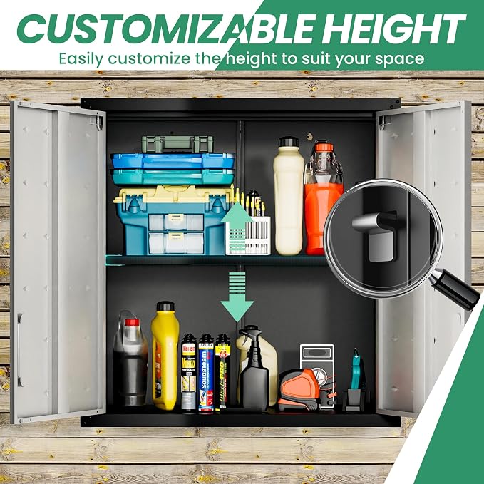 10-Piece Heavy Duty Steel Garage Cabinet System | All-in-One Modular Garage Cabinet Set for Ultimate Workshop Organization | Easy Assembly Garage Storage Cabinets & Tool Bench
