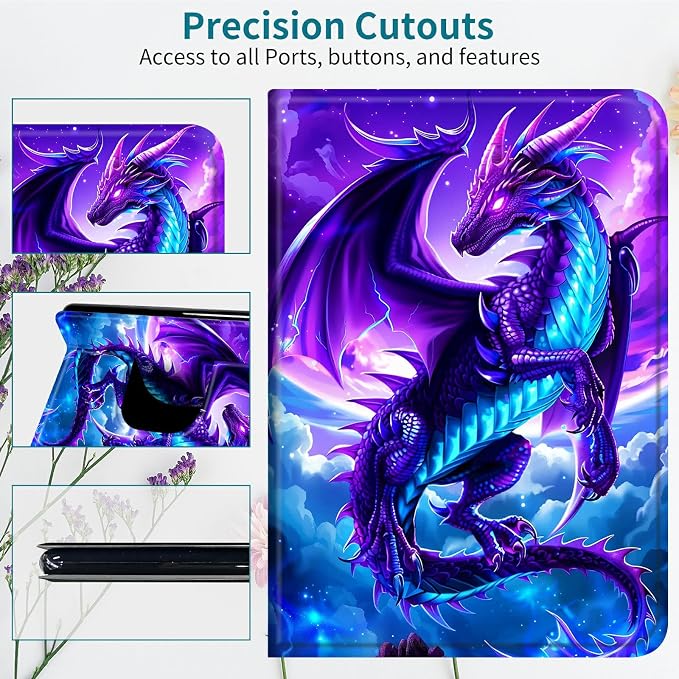 Case for Samsung Galaxy Tab S6 10.5" 2019 SM-T860/T865/T867, 360 Degree Rotating Stand with Multi-Angle Vertical & Horizontal Viewing Shockproof Shell for Women Men, Galaxy Purple Dragon