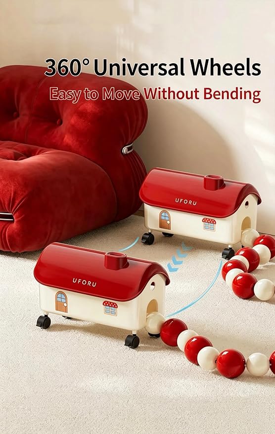 Cable Management Box with Decorative Beads, House Shaped Power Strip Storage, pet Proof Cord Concealer, Rolling Wire Organizer, Maple red Decorative Cord Box