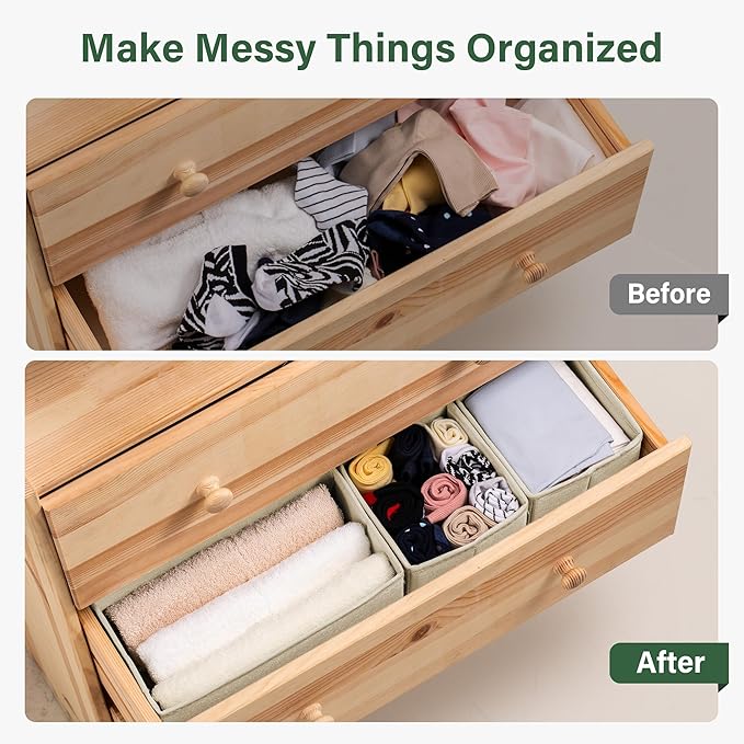 Kootek 16 Pack Drawer Organizer Clothes Dresser Organizers for Clothing | 3 Sizes Bins, Foldable, Breathable Non-Woven Fabric, Closet Organizers and Storage, Easy Assembly, Hold Baby Clothes, Nursery