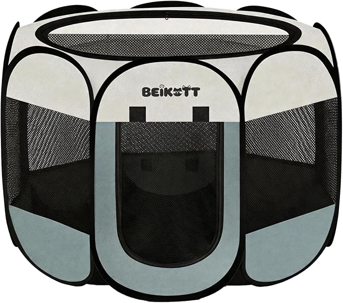 Cat Dog Playpen, Foldable Pet Puppy Dog Playpen, Cat Tent Crates Cage, Portable Playpen for Dogs Cats Rabbits Pigs Bunny Indoor/Outdoor, Pop Up Dog Kennel Playpen Enclosure with Carring Bag