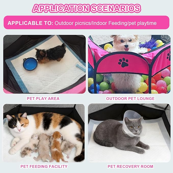 Cat Dog Playpen, Foldable Pet Puppy Dog Playpen, Cat Tent Crates Cage, Portable Playpen for Dogs Cats Rabbits Pigs Bunny Indoor/Outdoor, Pop Up Dog Kennel Playpen Enclosure with Carring Bag