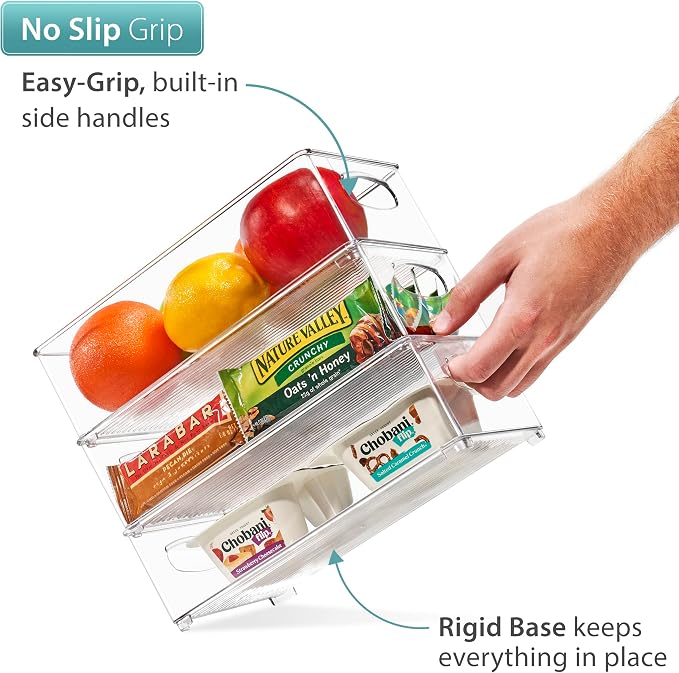Sorbus Fridge Organizers and Storage, Clear Stackable Bins (Medium, 6 Pack) | Built-in grips support easy access and transport; plastic containers organize food in freezers, drawers and countertops.