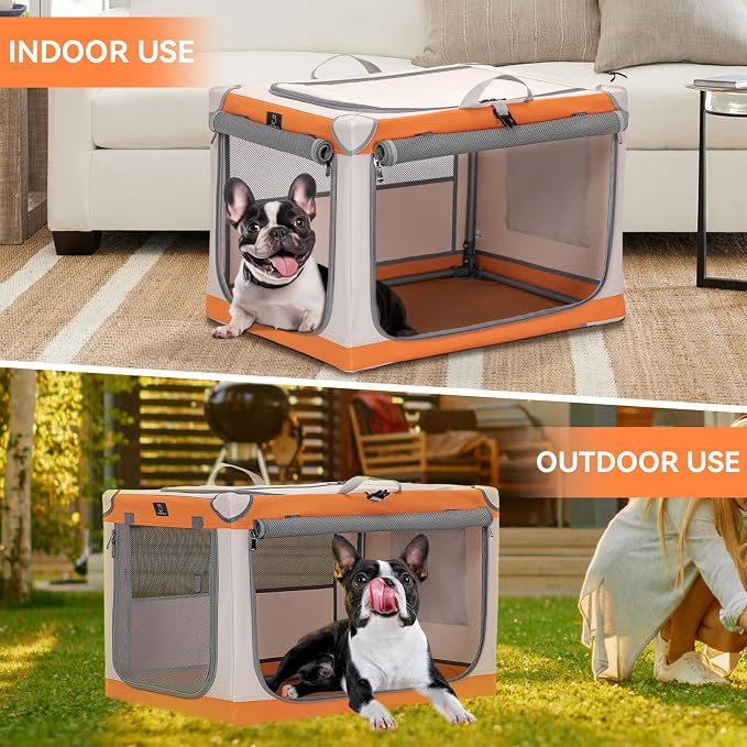A 4 Pet 26-in Collapsible Soft Dog Crate, Small Dogs, Travel | patented screw frame, Lockable zippers, waterproof base, washable cover, outdoor/indoor/car
