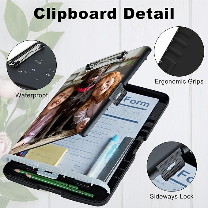 Customized A4 Clipboard with Storage Pen Holder, Clipboards Organizer Nursing Clipboard Foldable File Folder Plastic Clipboard Folio Clip Board for Office Students Classroom Doctor
