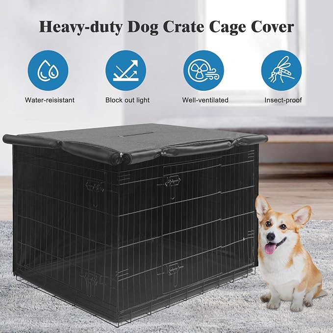 Deblue Indoor 54 Inches Dog Crate Cover | Privacy Durable Polyester Pet Kennel Covers Universal Fit for Wire Crate (Grey)