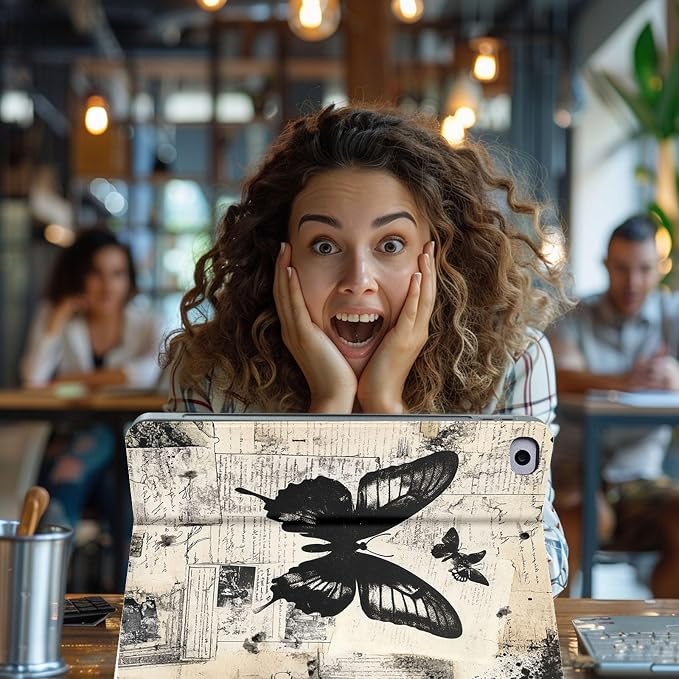 for Microsoft Surface Pro 8-13" 2021 Tablet Case,Auto Wake/Sleep,Adjustable Stand Protective Cover - Vintage Butterfly Art