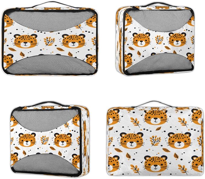 Packing Cubes for Travel, Wild Tigers Travel Luggage Packing Organizers for Women Men, Large Custom Toiletries Bag for Clothes Shoes, Animals Tigers