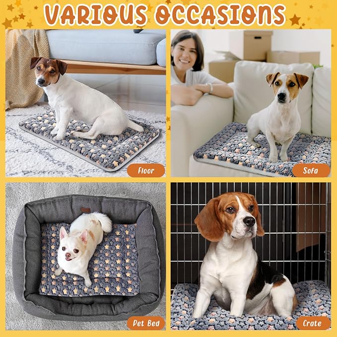 2 Pack Self Warming Cat Mat Self Heating Pad Bed Reversible Machine Washable Reflects Body Heat Warm Thermal Pet Pad Crate Blanket for Feral and Indoor Cat (Dark Grey,21" X 14",Star)