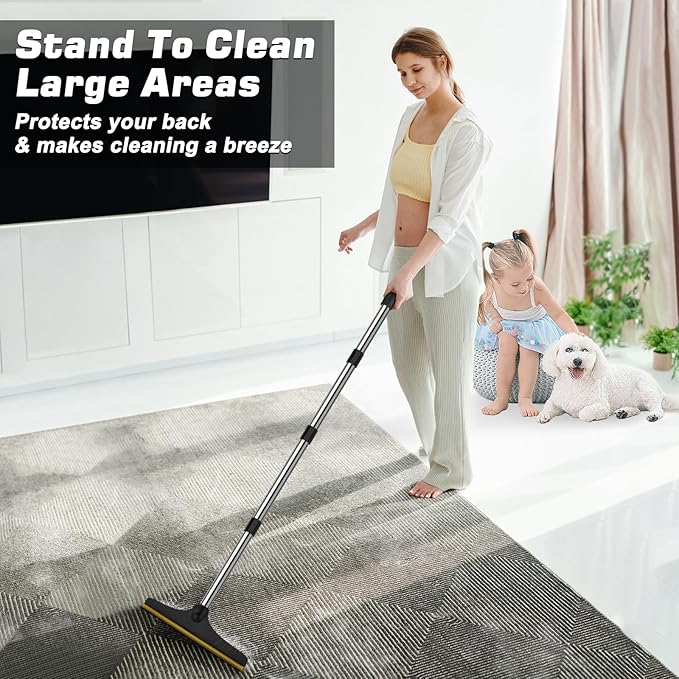 B-Land Carpet Rake for Pet Hair Removal, Reusable Pet Hair Remover with 60” Adjustable Long Handle, Carpet Scraper Dog Cat Hair Remover Tool for Rugs, Mats