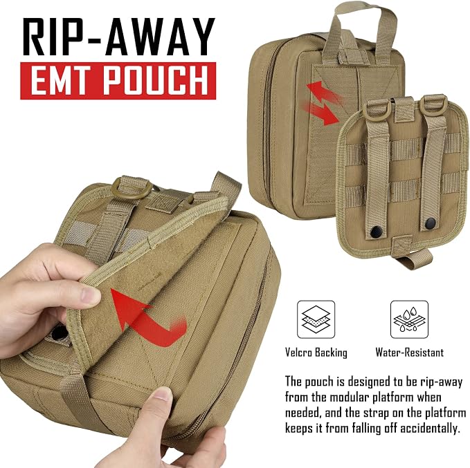 LIVANS 1000D First Aid Bag Empty, Medical Ifak Pouch for Emergency & EMT | Molle Compatible, Rip-Away & Quick-Release Design, Versatile for Tactical, Camping, Hiking and Travel
