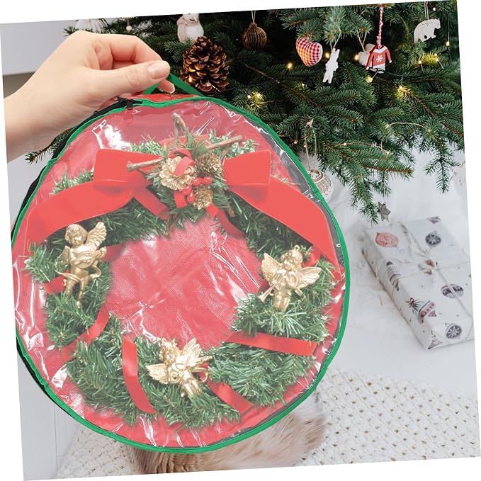 NOLITOY 1pc Christmas Wreath Storage Bag Window Holder for Holiday Garland Organization for Seasonal Decoration Storage